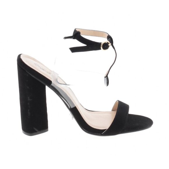 Qupid Nubuck Mid T-Strap Clear Vamp Open Toe - Picture 5 of 11